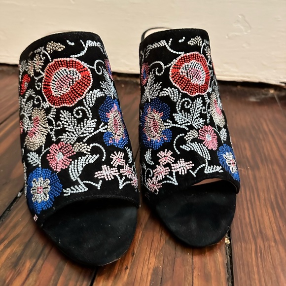 Avec Les Filles heeled suede embroidered mules - Picture 5 of 5